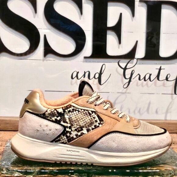 Hoff Shoes - Hoff Ipanema Suede Snakeskin Sneaker in Beige Wmn 6.5